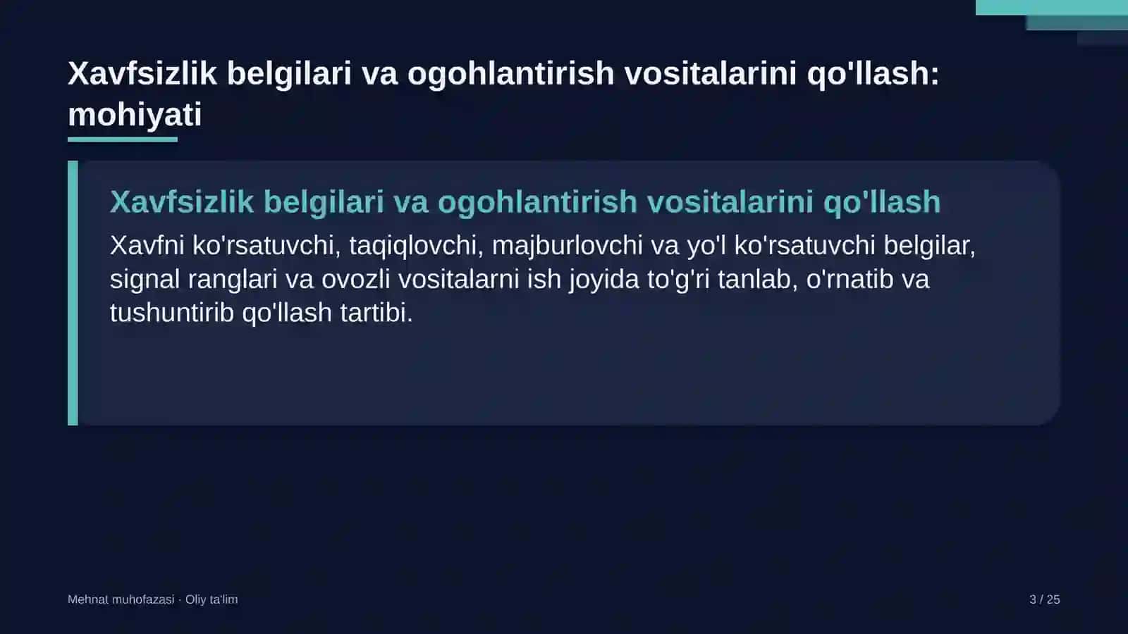 Zargarlik ustaxonalarida xavfsizlik belgilari va ogohlantirish vositalarini qo'llash 3