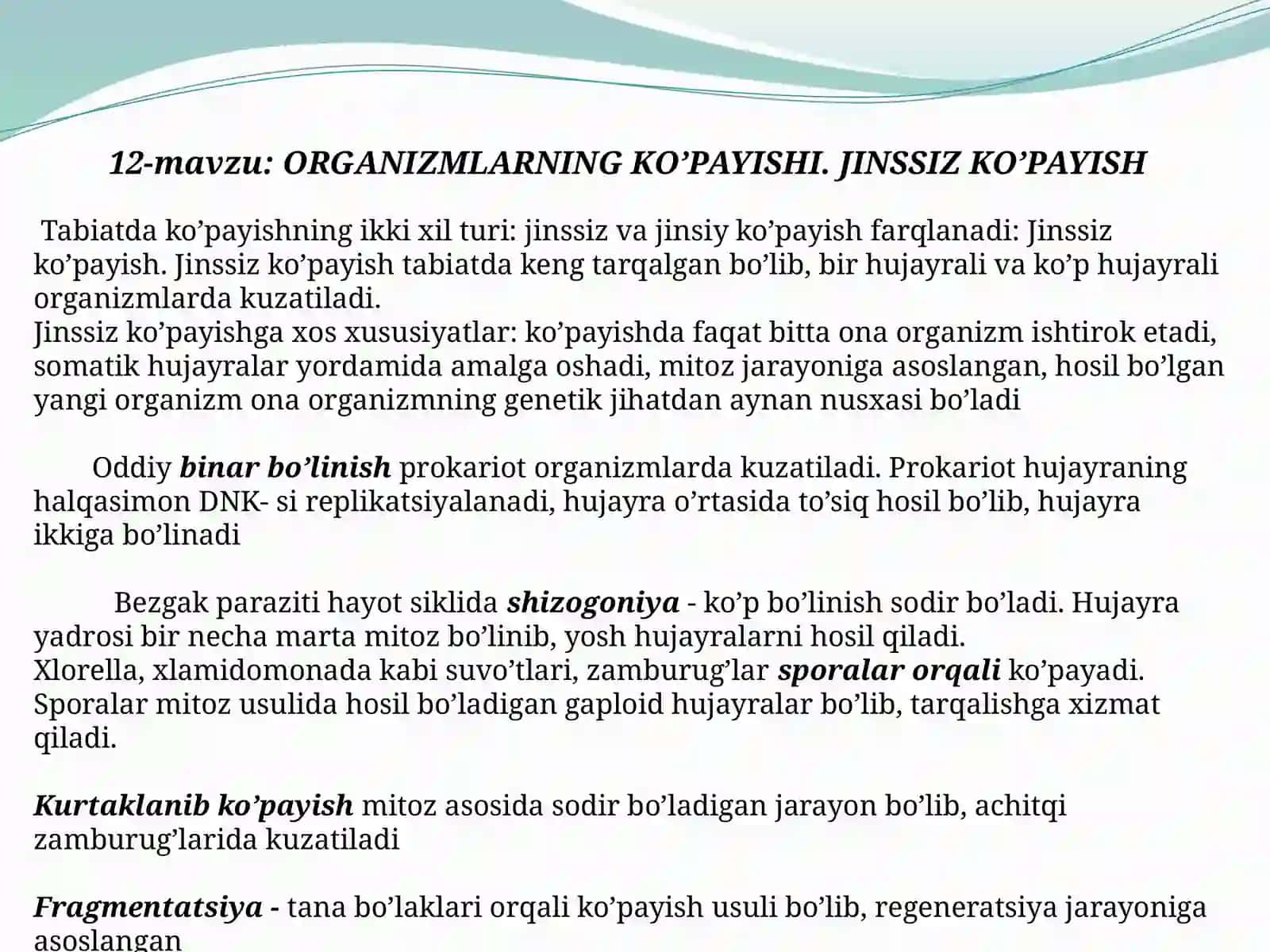 HAYOTNINGORGANIZM DARAJASIDAGI UMUMBIOLOGIK QONUNIYATLAR 3