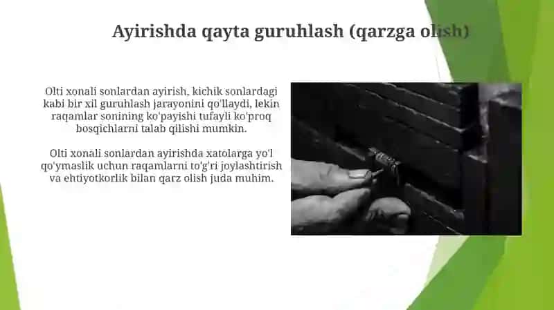 Ayirishda qayta guruhlash (qarzga olish) 3