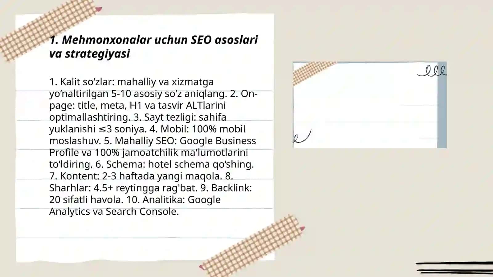 Mehmonxonalar uchun ragamli marketing: SEO va SMM usullari 3