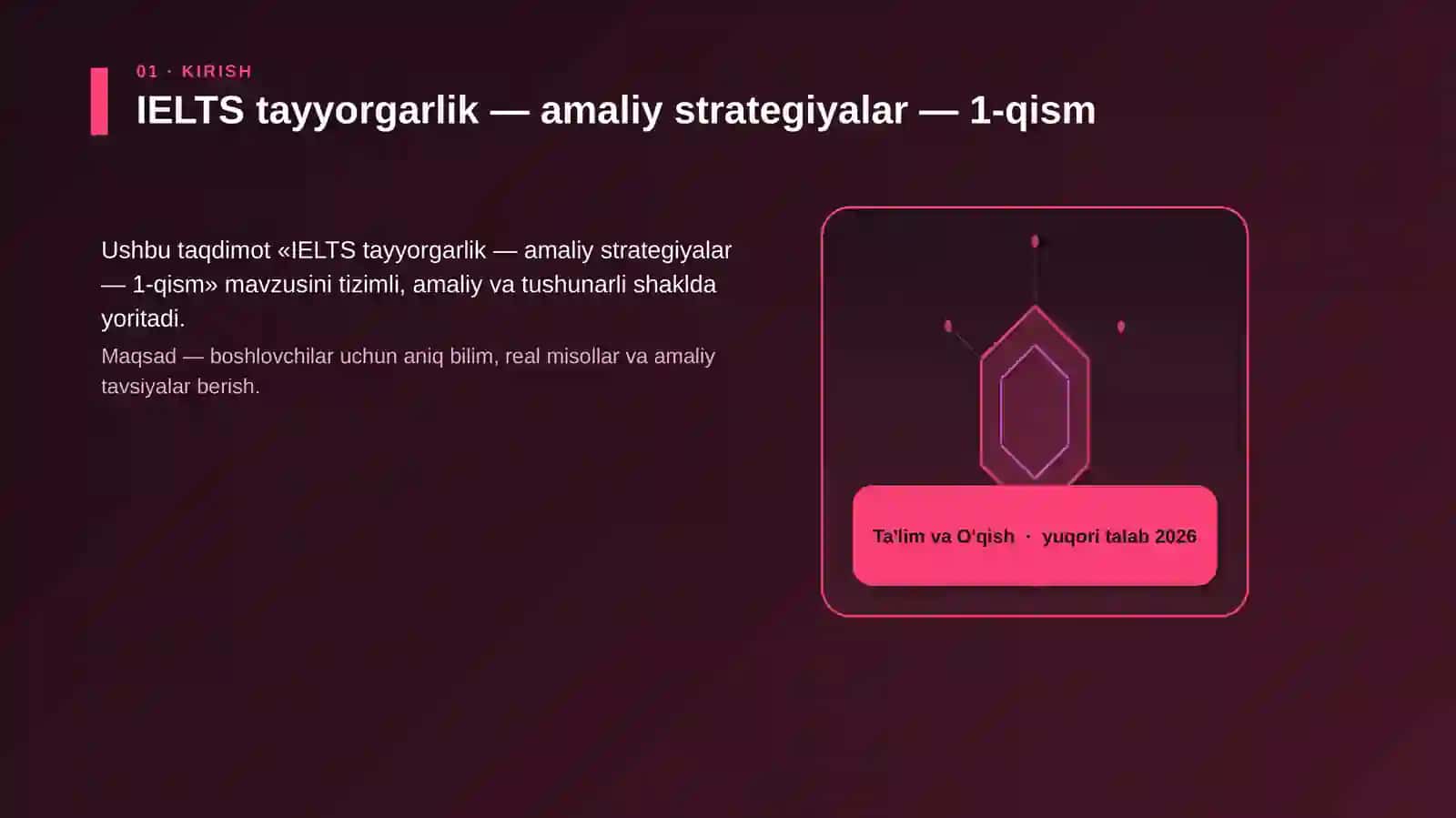 IELTS tayyorgarlik — amaliy strategiyalar — 1-qism 3