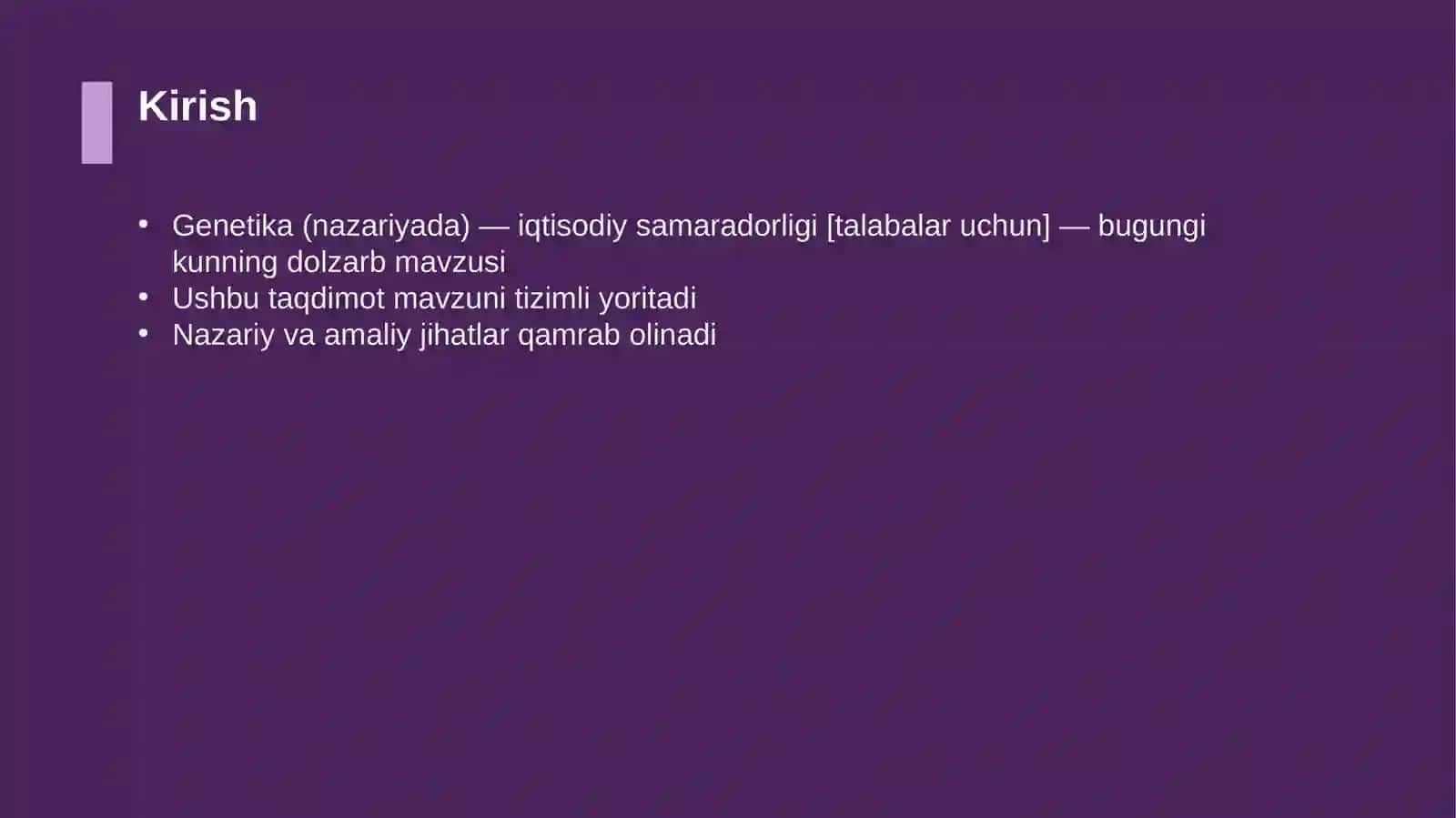 Genetika (nazariyada) — iqtisodiy samaradorligi [talabalar uchun] 3