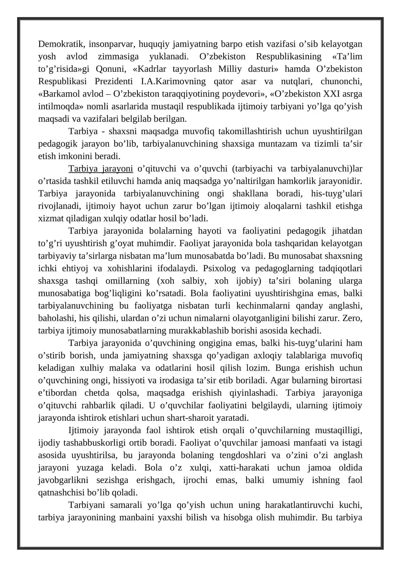 Tarbiya jarayonining mohiyati va mazmuni 3