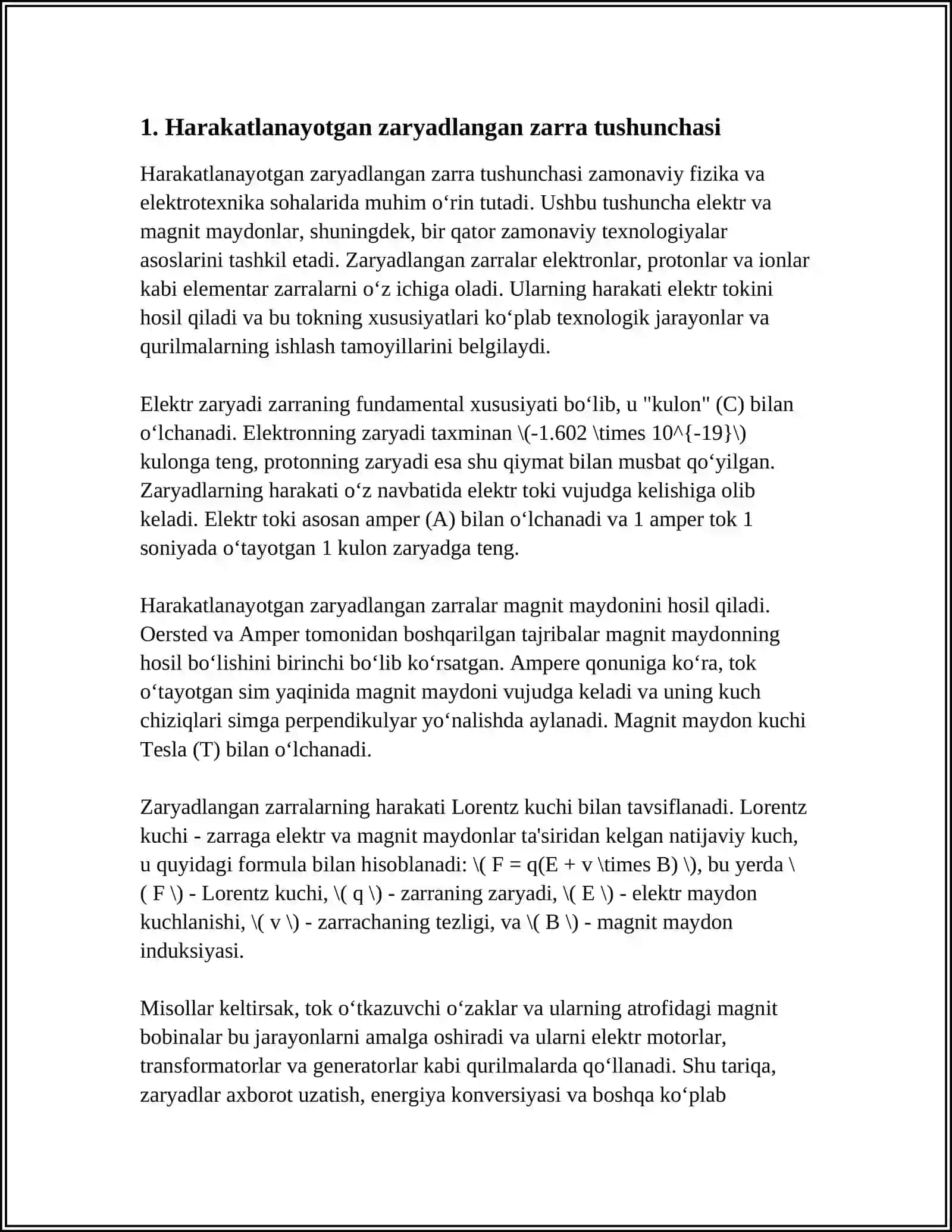 HARAKATLANAYOTGAN ZARYADLANGAN ZARRALARNING ELEKTR VA MAGNIT MAYDONLARIDA OG‘ISHI 3