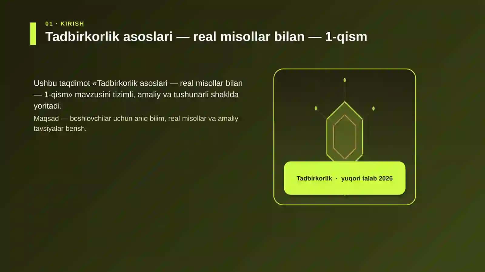 Tadbirkorlik asoslari — real misollar bilan — 1-qism 3
