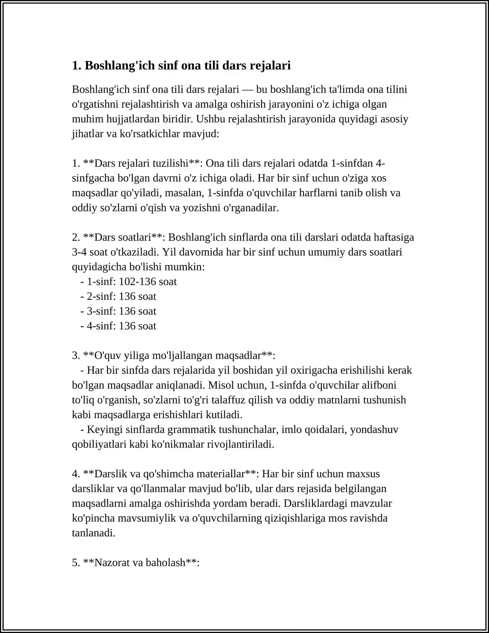 Boshlang'ich sinf ona tili dars rejalari 3
