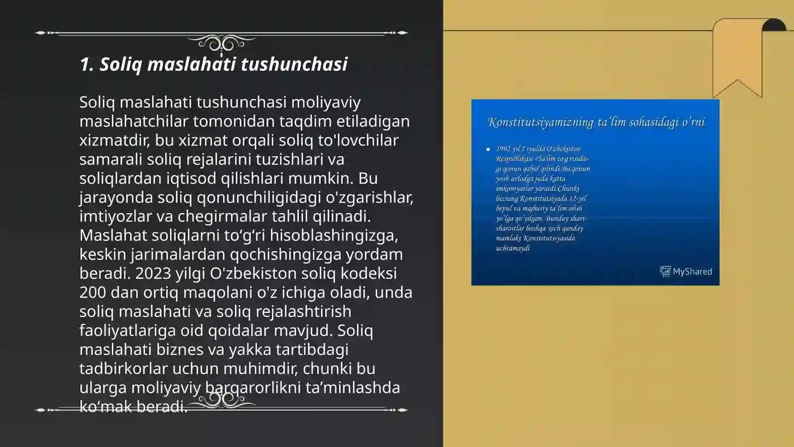 Oʻzbekiston Respublikasining soliq maslahati toʻgʻrisidagi qonunning mazmun mohiyati 3