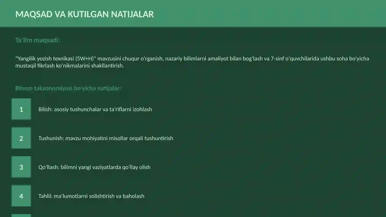 Yangilik yozish texnikasi (5W+H) 3