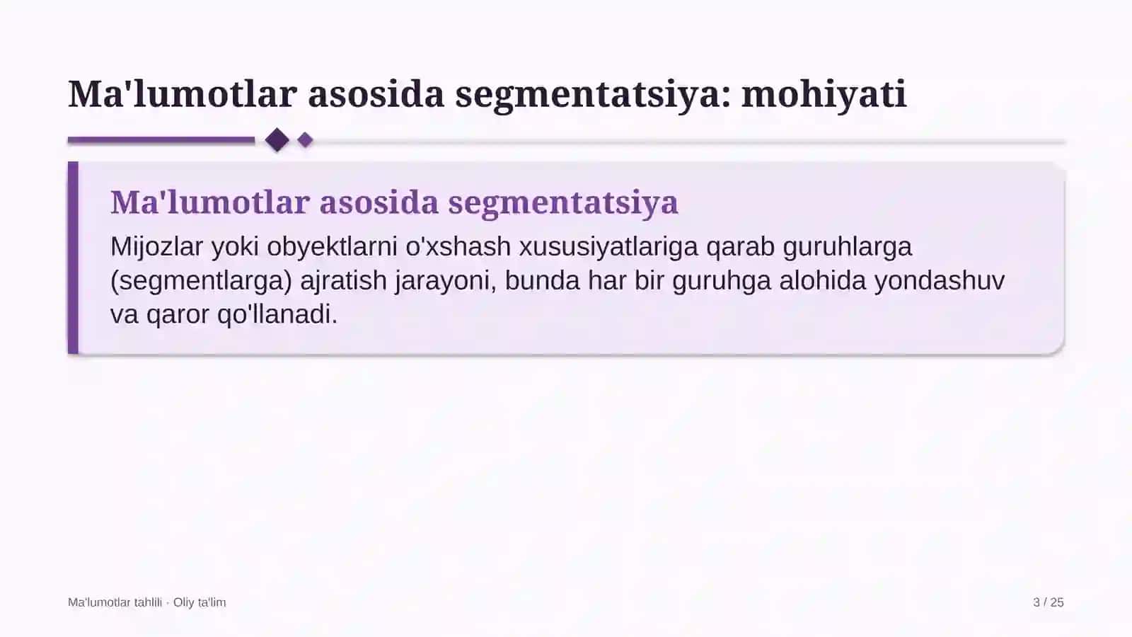 xususiy klinikalarda ma'lumotlar asosida segmentatsiya qilish 1932 3