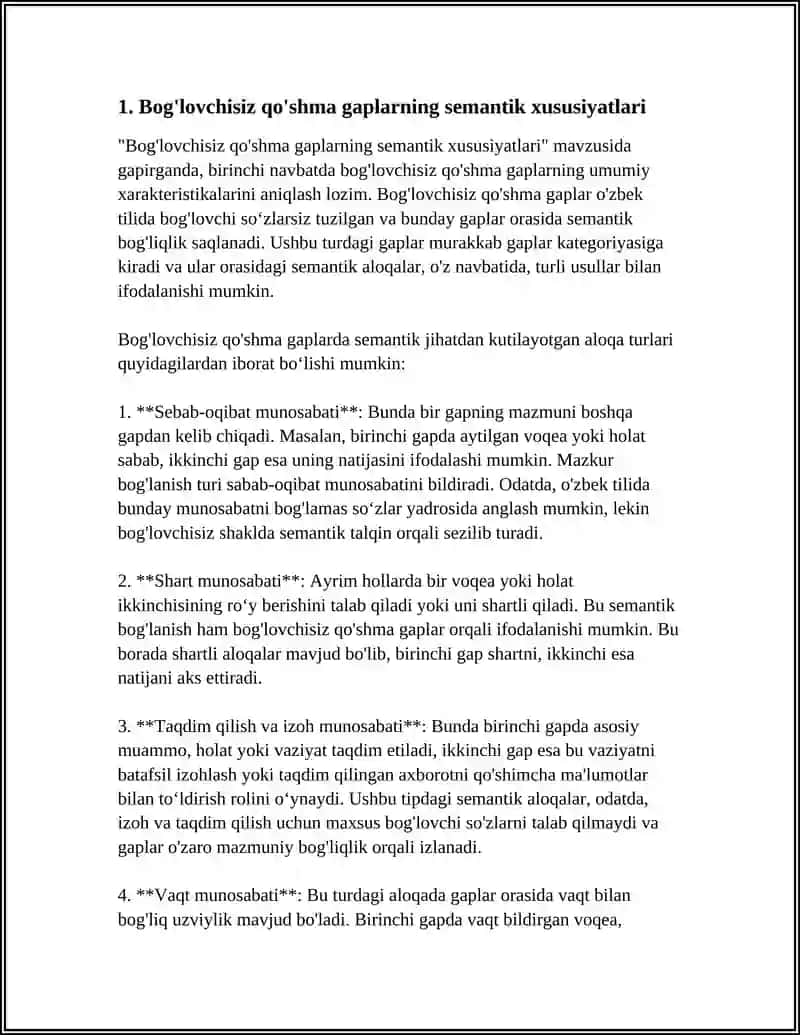 Bog'lovchisiz qo'shma gaplarning semantik-sintaktik xususiyatlari 3