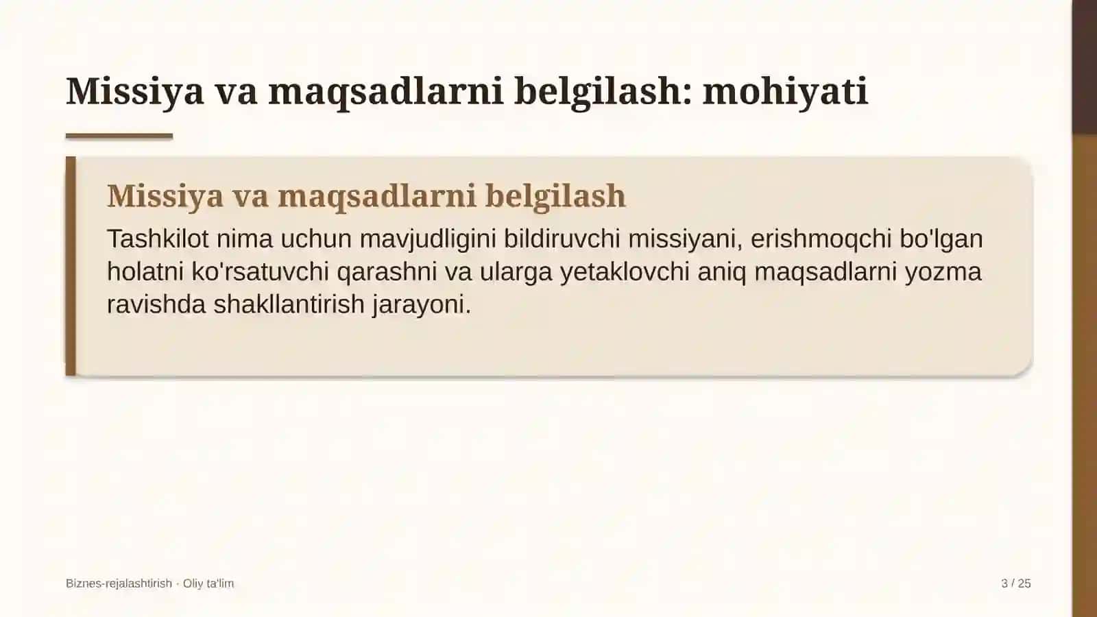 Yog'ochni qayta ishlash korxonalarida missiya va maqsadlarni belgilash 3