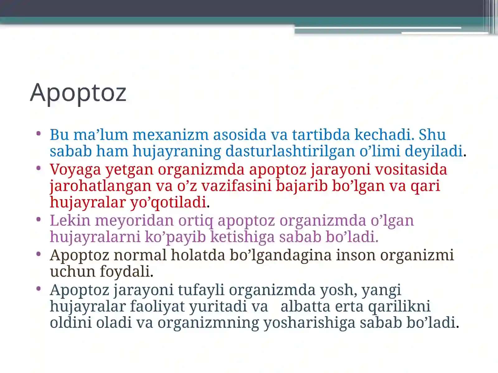 Hujayra o’limimexanizmlari.Apoptoz 3