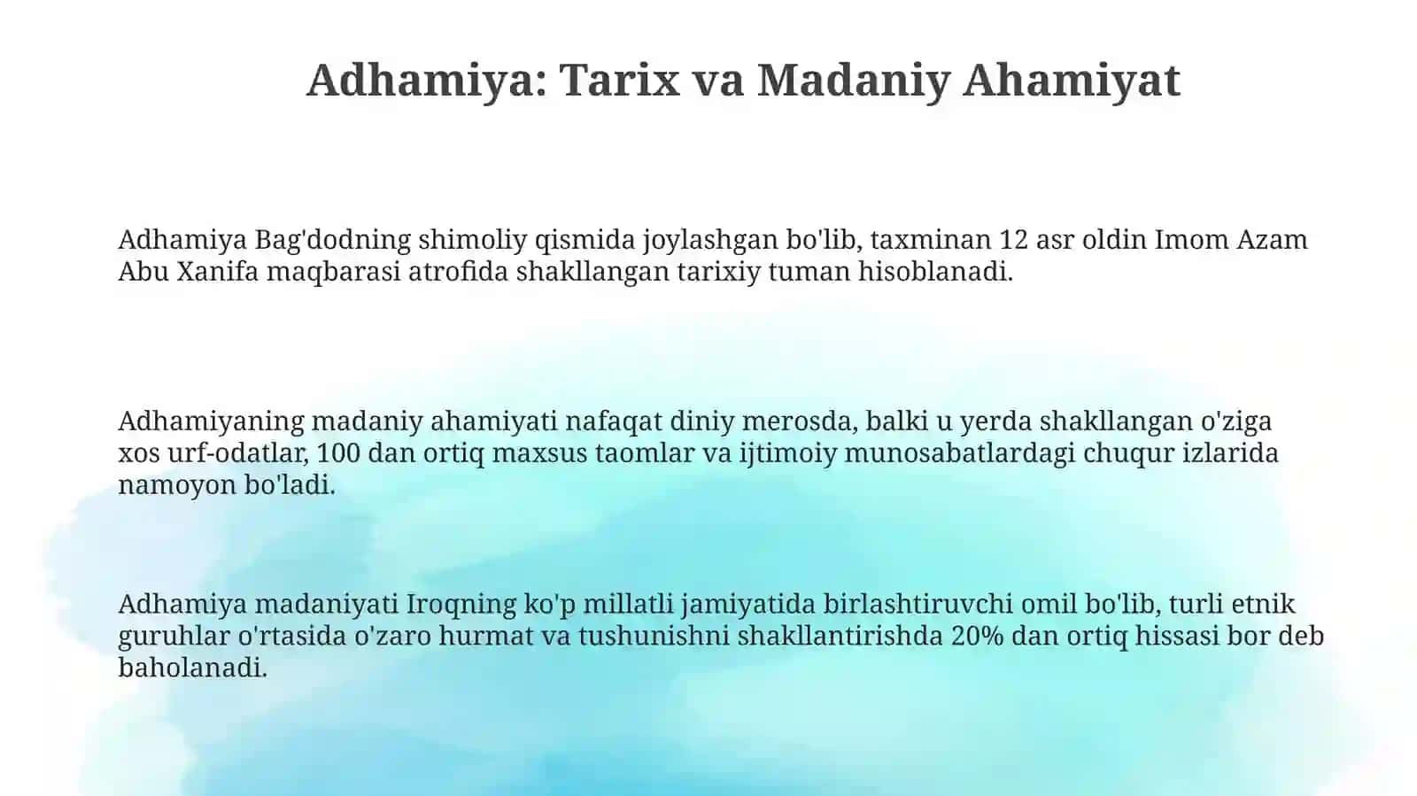 Dinning ijtimoiy madaniyat hodisasi sifatidagi Adhamiya 3