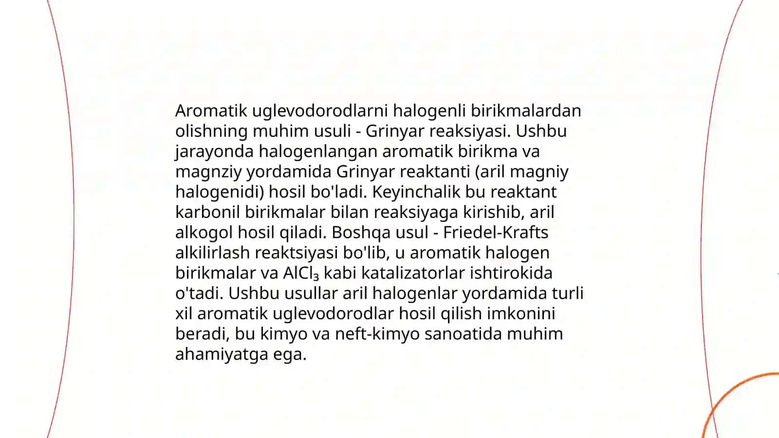 Aromatik uglevodorodlar. Aromatik uglevodorodlarning olinish usullari 3