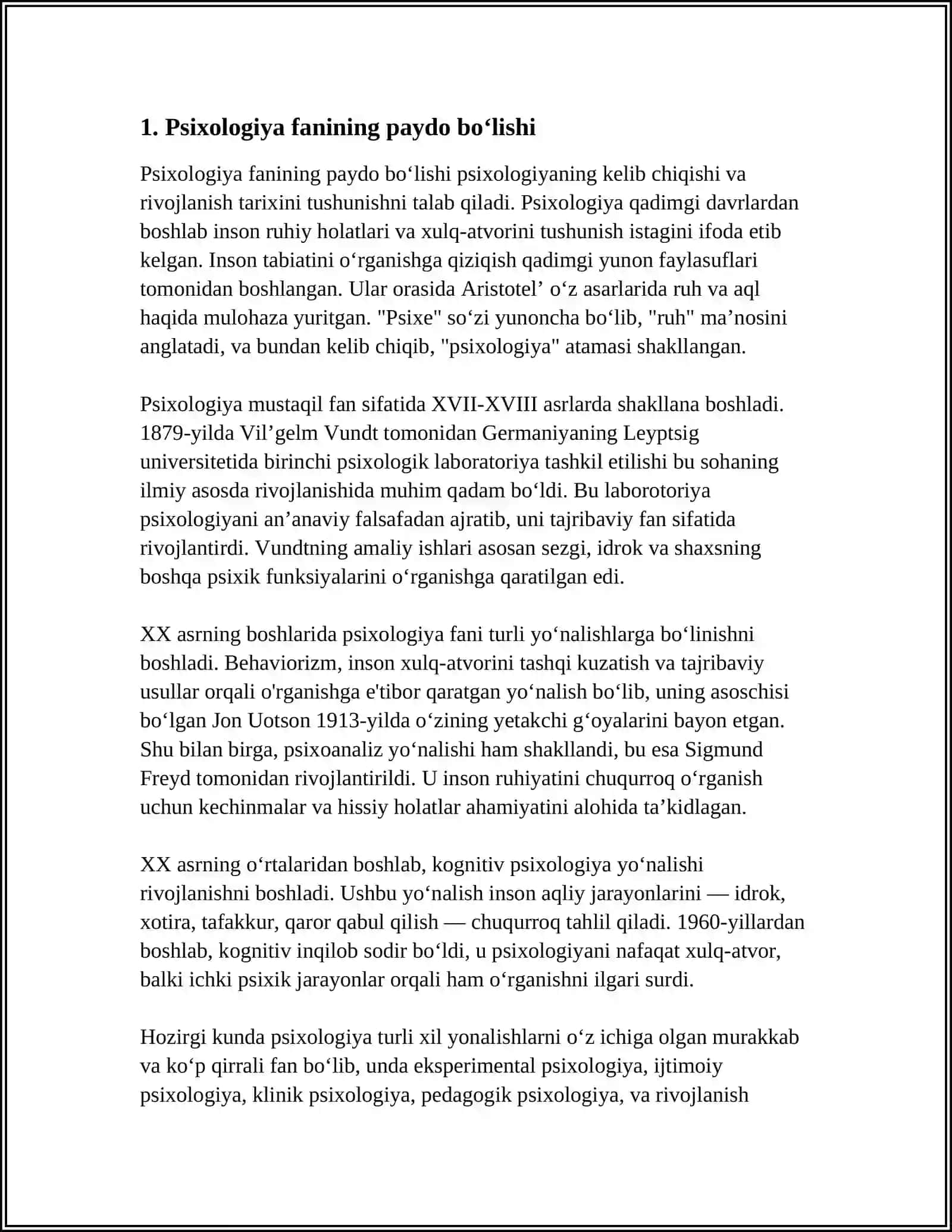 PSIXOLOGIYANING OʻRGANILISH BOSQICHLARI 3