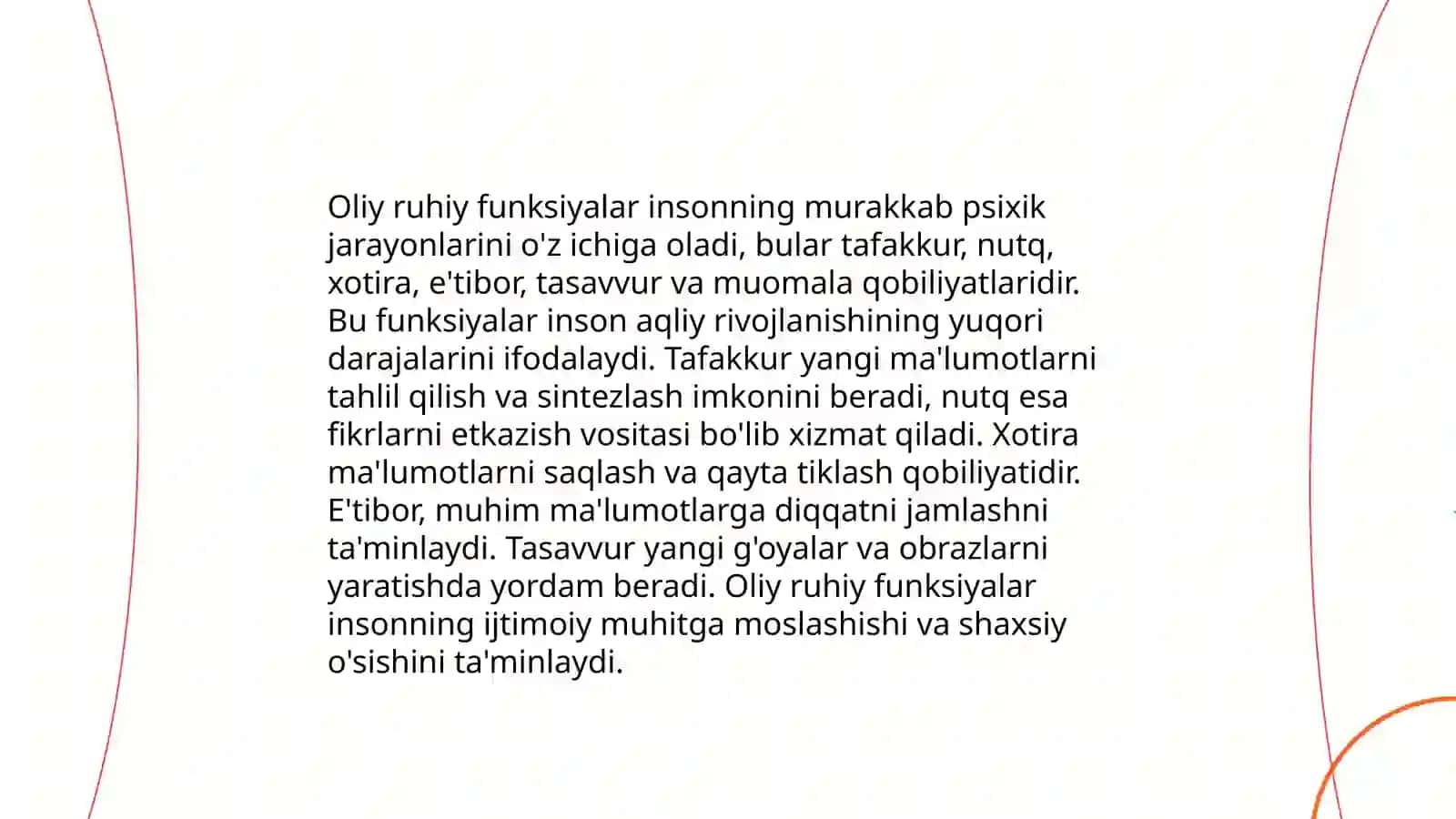 Oliy ruhiy funksiyalar va ularning turlari 3