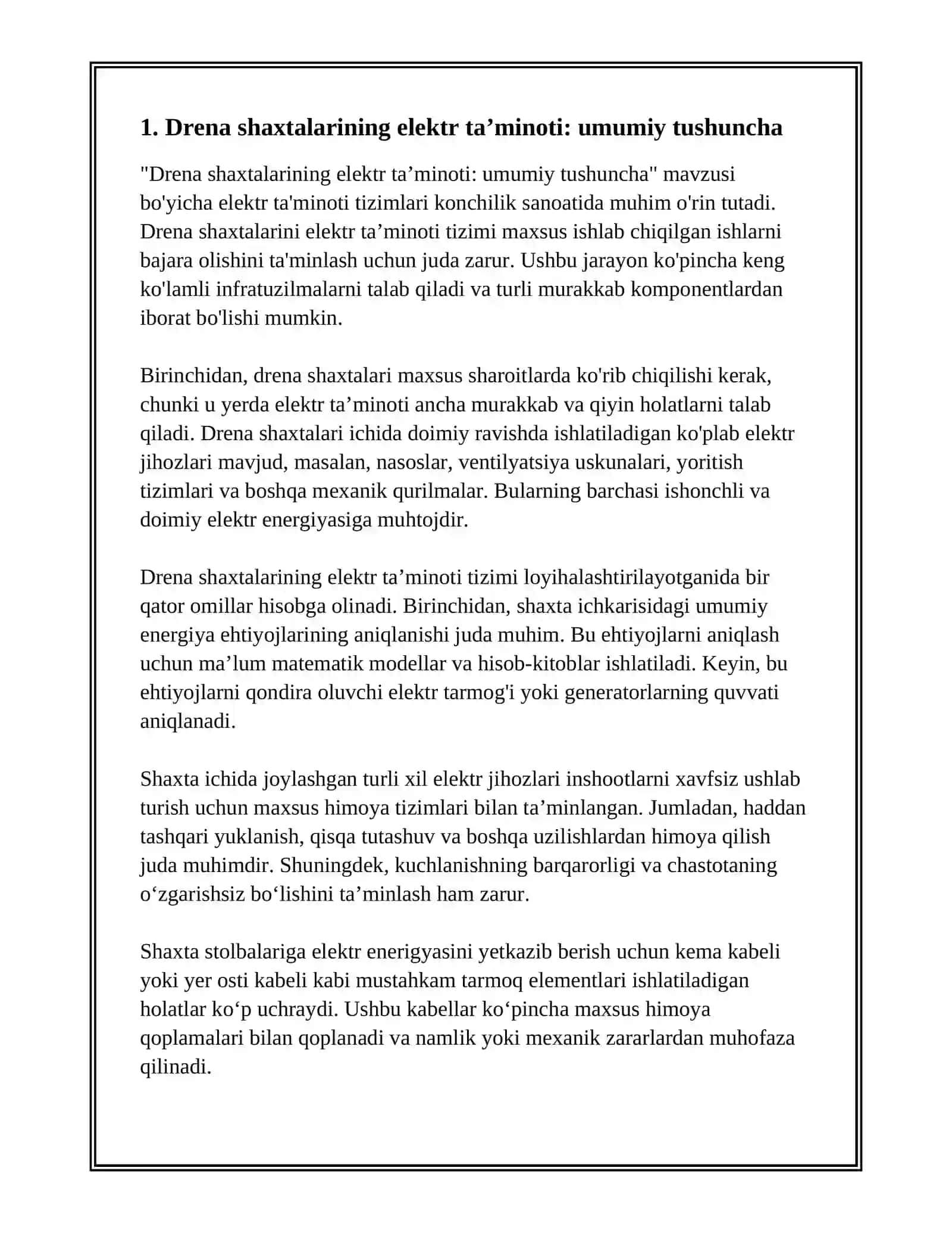 DIRENA SHAXTALARNI ELEKTIR TAMINOTI BILAN TANISHISH 3