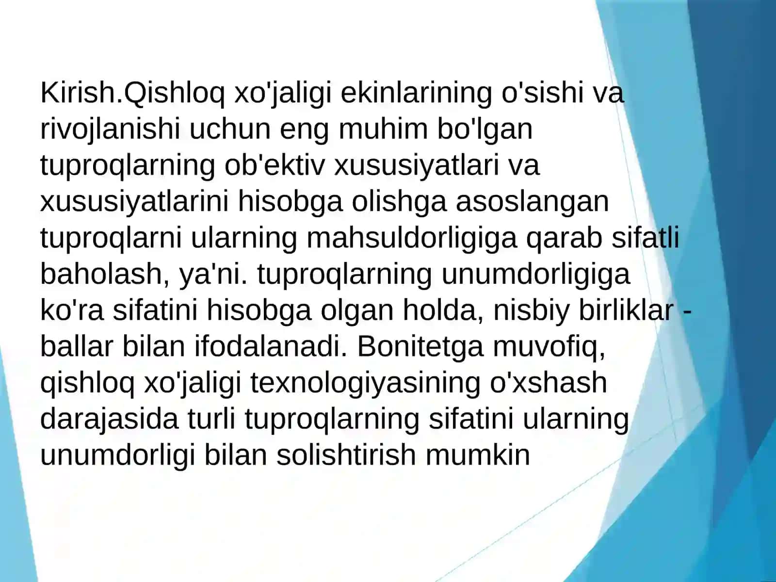 TuproqsifatbahosixaritasiniQishloqxo'jaligidagiahamiyatiningfizik-mexanikvaagrokimyoviyxossalariniyaxshilashyo'llari 3