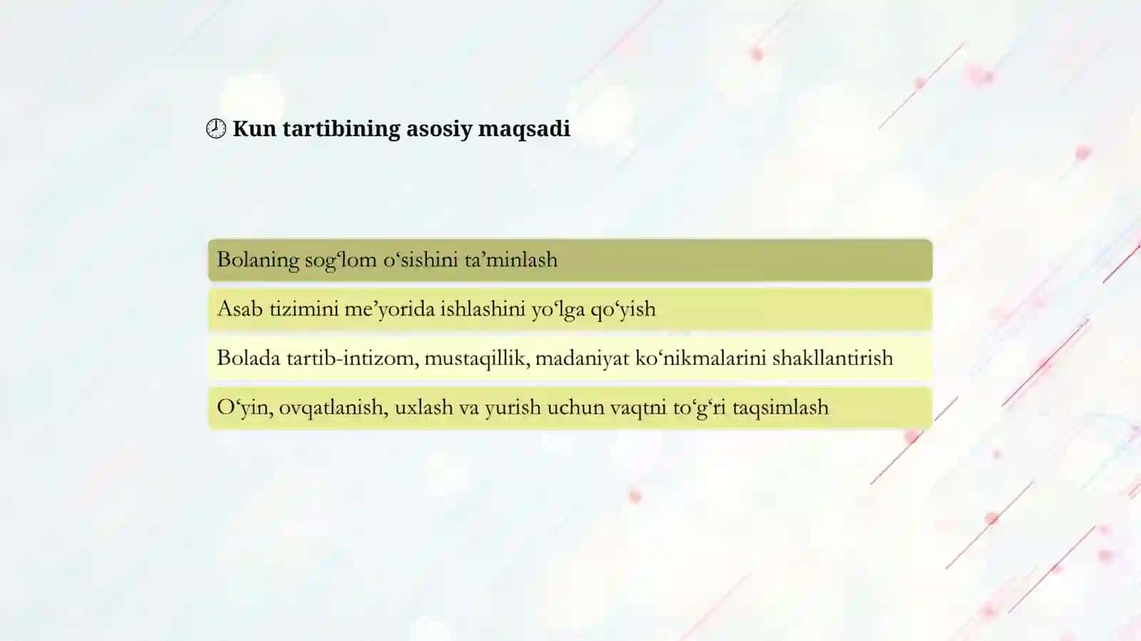 Ilk yoshdagi bolalarning kun tartibi 3