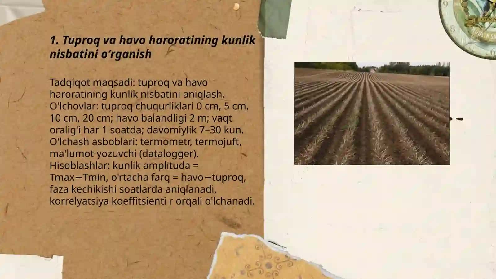 Tuproq va havo temperaturasining nisbatini oʻrganish 3