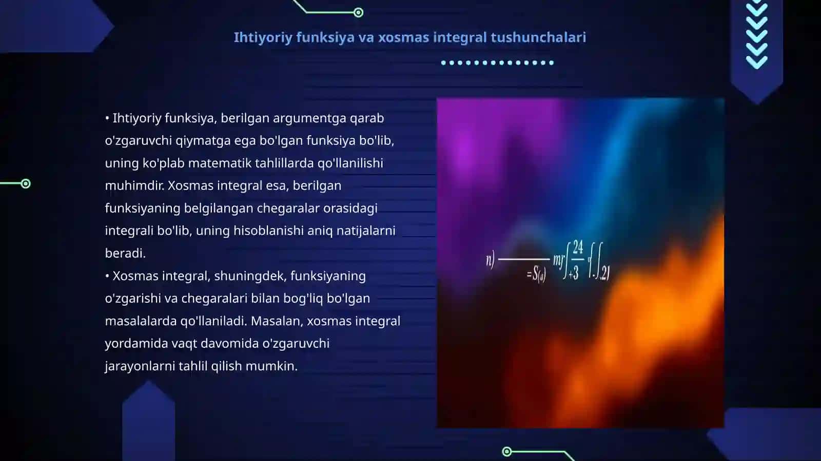 Ihtiyoriy funksiya va xosmas integral tushunchalari 3