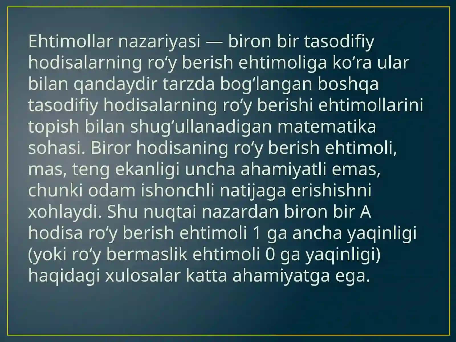 Ehtimollarning asosiy tushunchasi 3