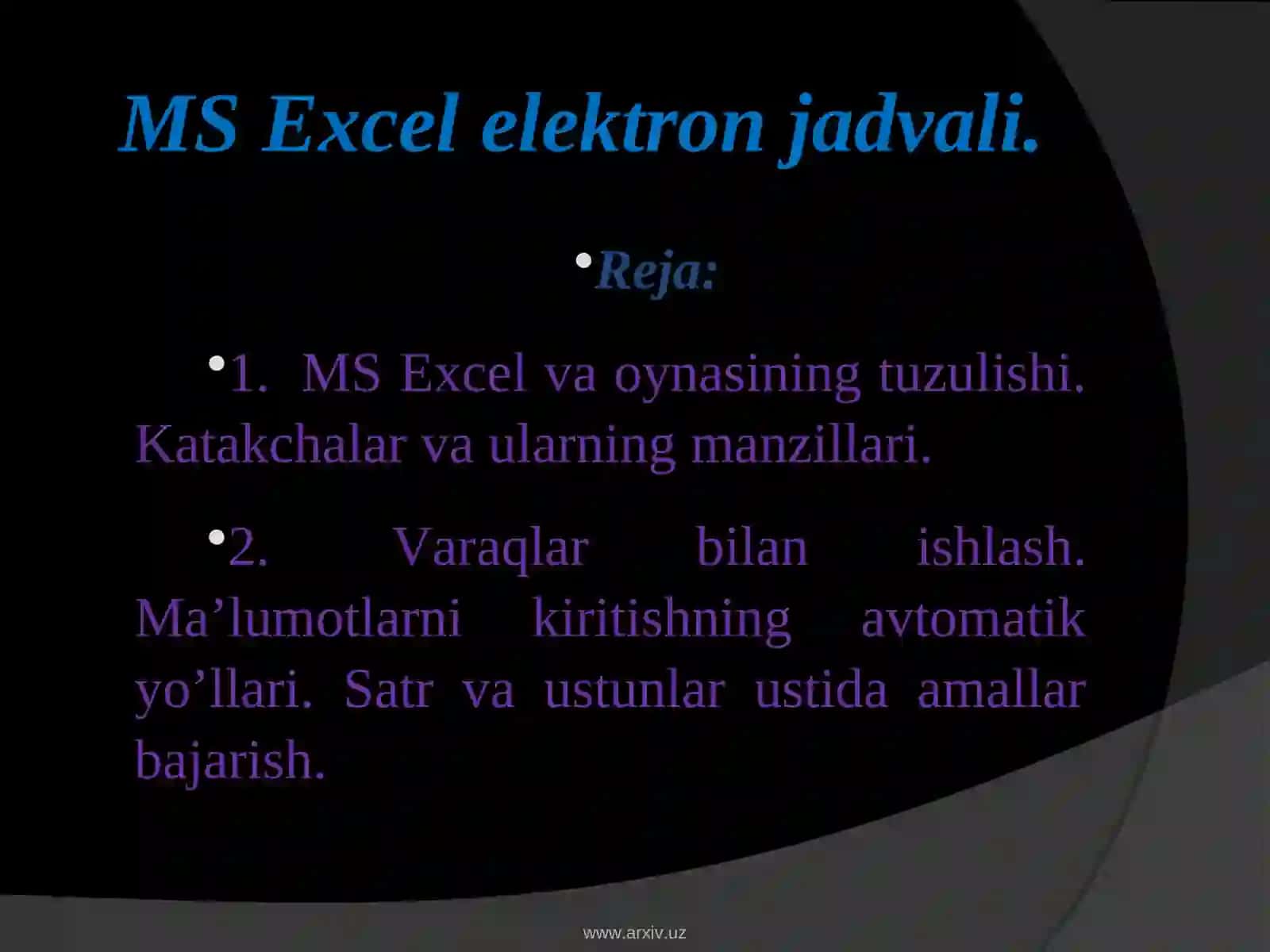 Elektron jadvallar 3