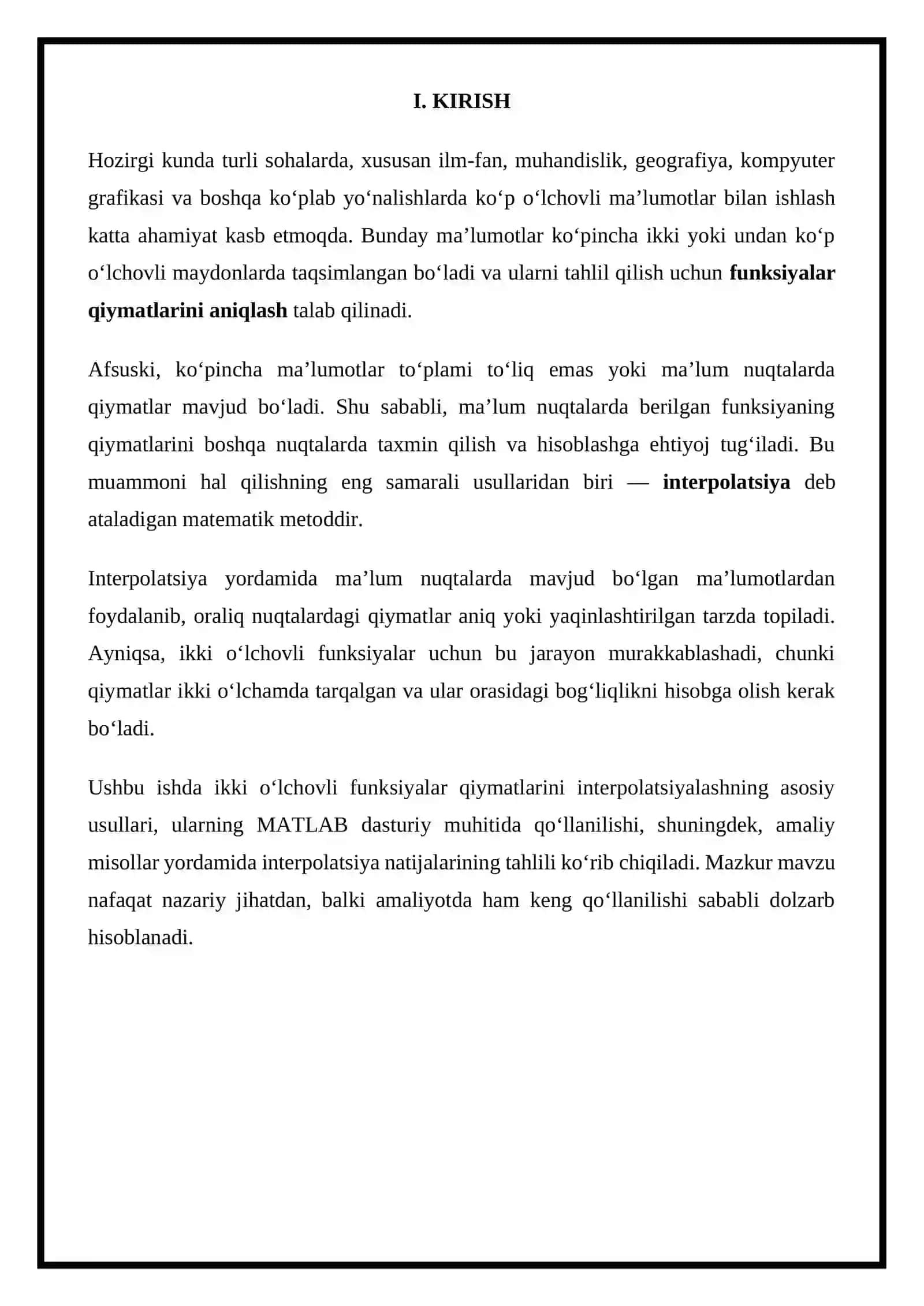 Ikki o'lchovli funksiyalar qiymatlarini interfaolyatsiyalash 3