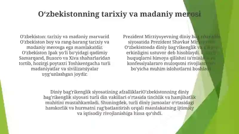 O'Zbekiston Respublikasi Prezidenti Shavkat Mirziyoyevning Diniy Bqg'Rikenglik Sohasida Olib Borayotgan Oqilona Siyosati 3