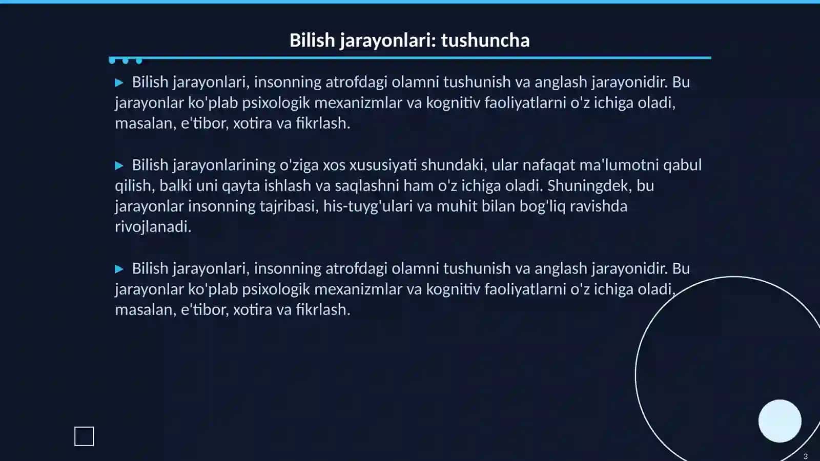 Bilish jarayonlari va ularning psixologik asoslari 3