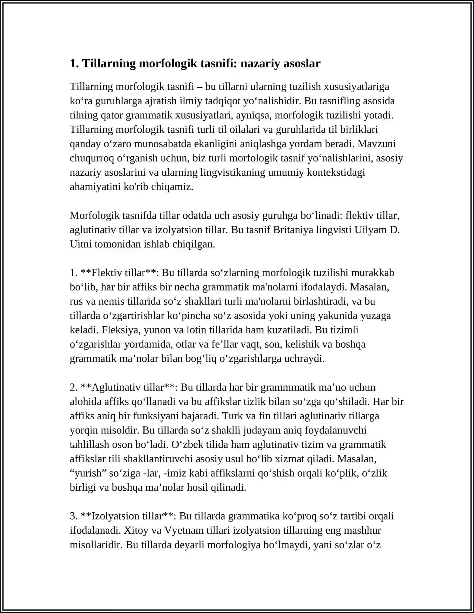 TILLARNING MORFOLOGIK TASNIFI HAQIDA REFERAT TAYYORLASH 3