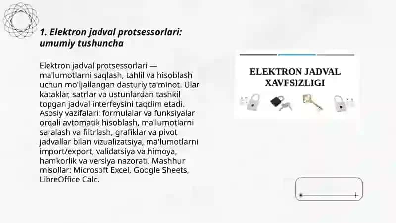Elektron jadval protsessorlari 3