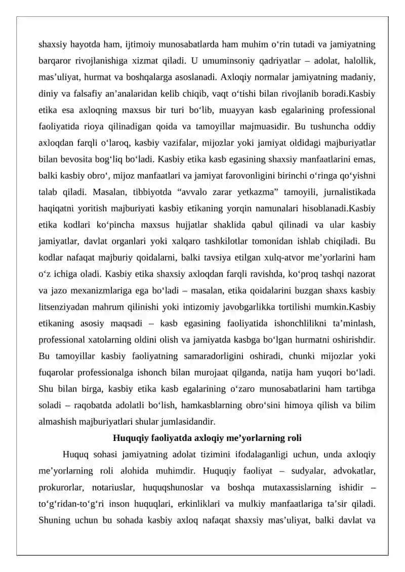 Advokat rioya etadigan axloqiy qoidalar 3