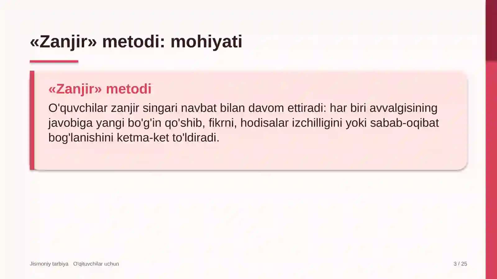 jismoniy tarbiya darslarida zanjir metodidan foydalanish 3684 3