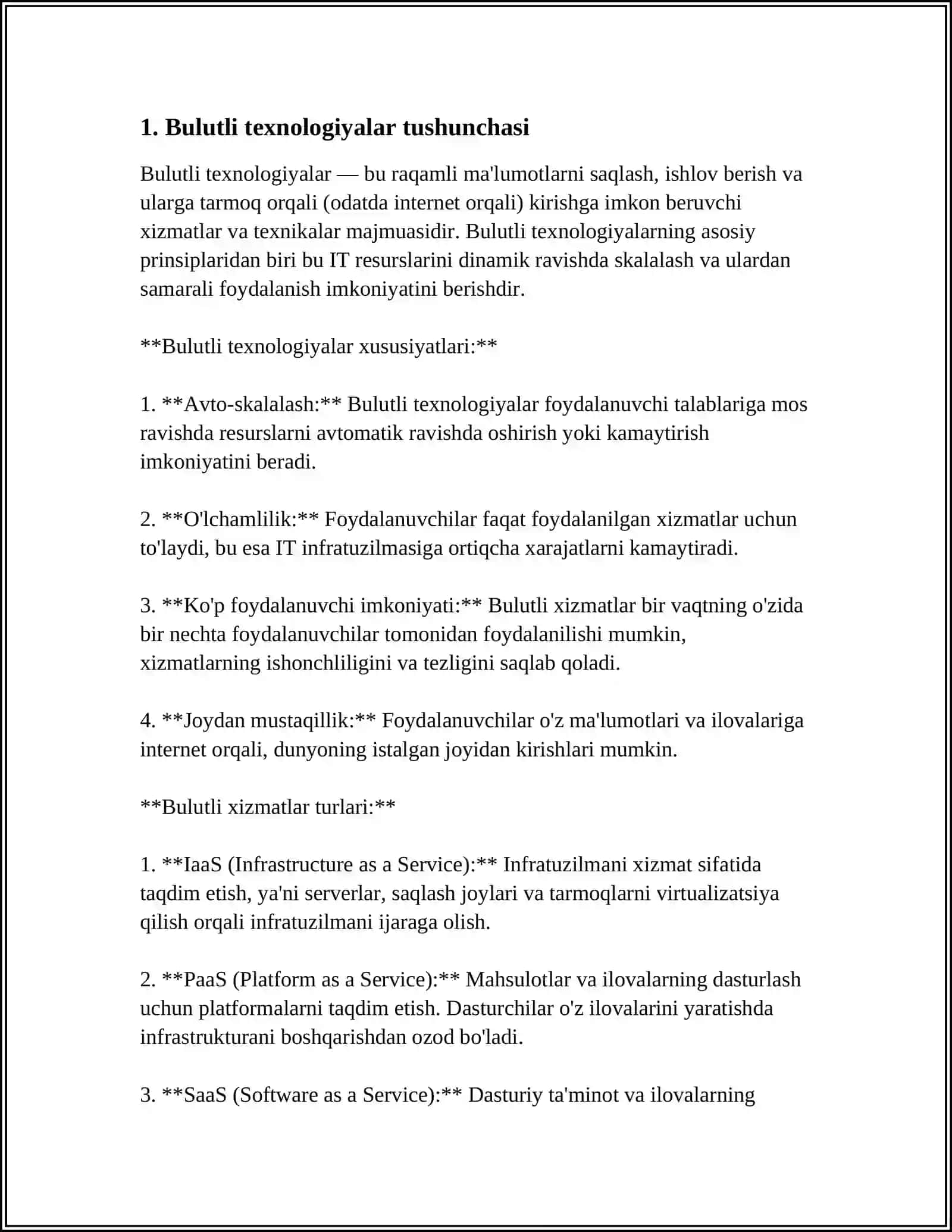 BULUTLI TEXNOLOGIYALAR TUSHUNCHASI VA UNING TURLARI 3