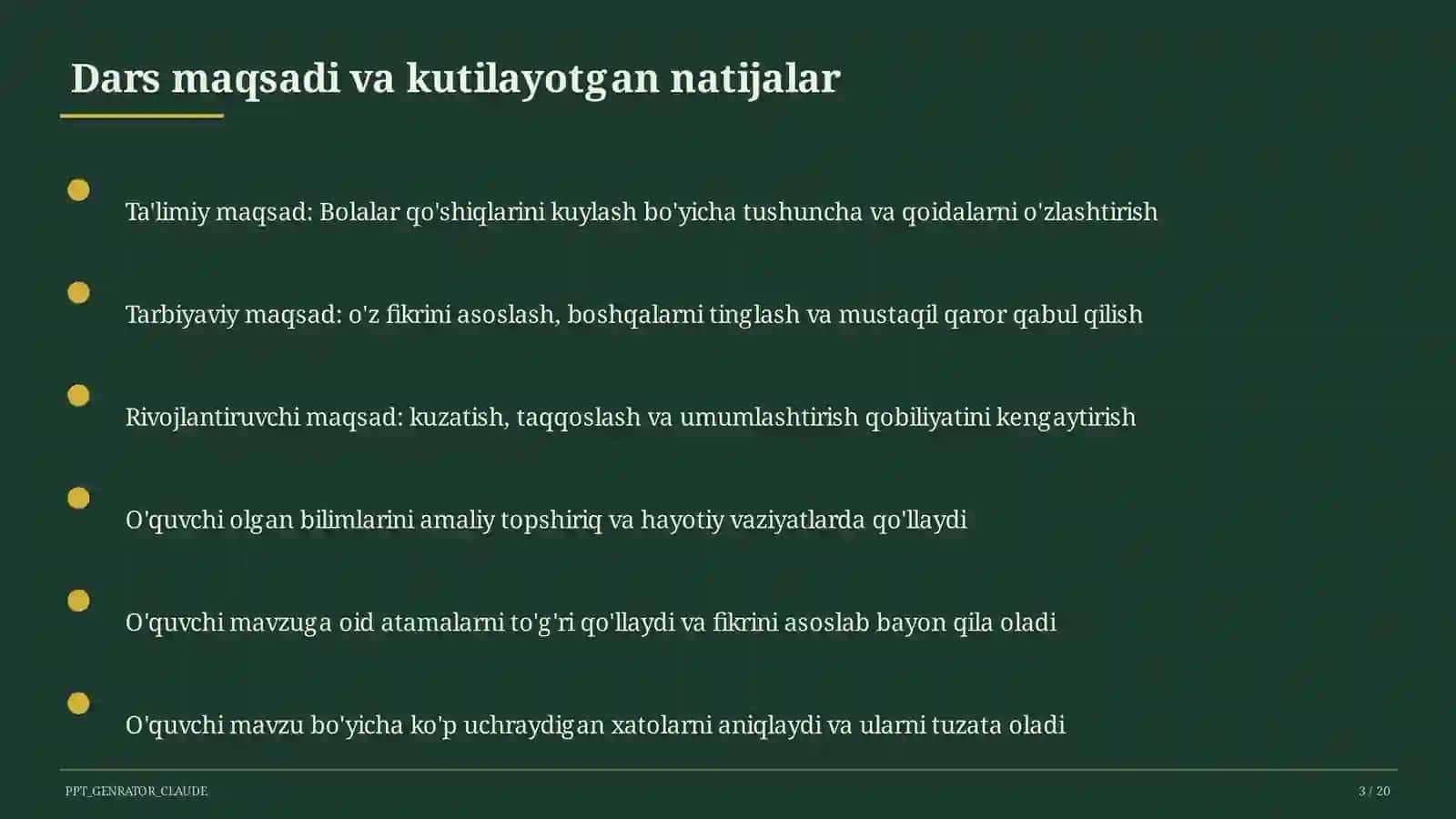 Bolalar qo'shiqlarini kuylash (1-sinf) 3