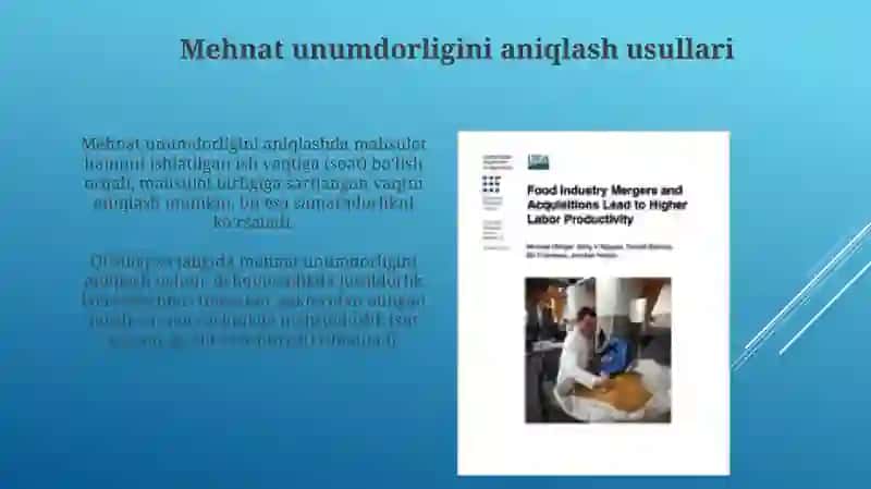 Mehnat unumdorligining tarmoq (qishloq xoʻjaligi, sanoat, xizmat) bo‘yicha tahlili 3