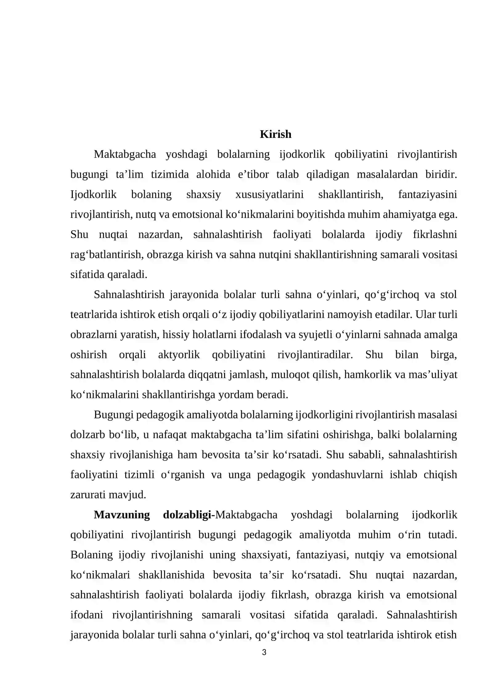 Bolalarni sahnalashtirish va ijodiy faoliyatga o'rgatish. 3