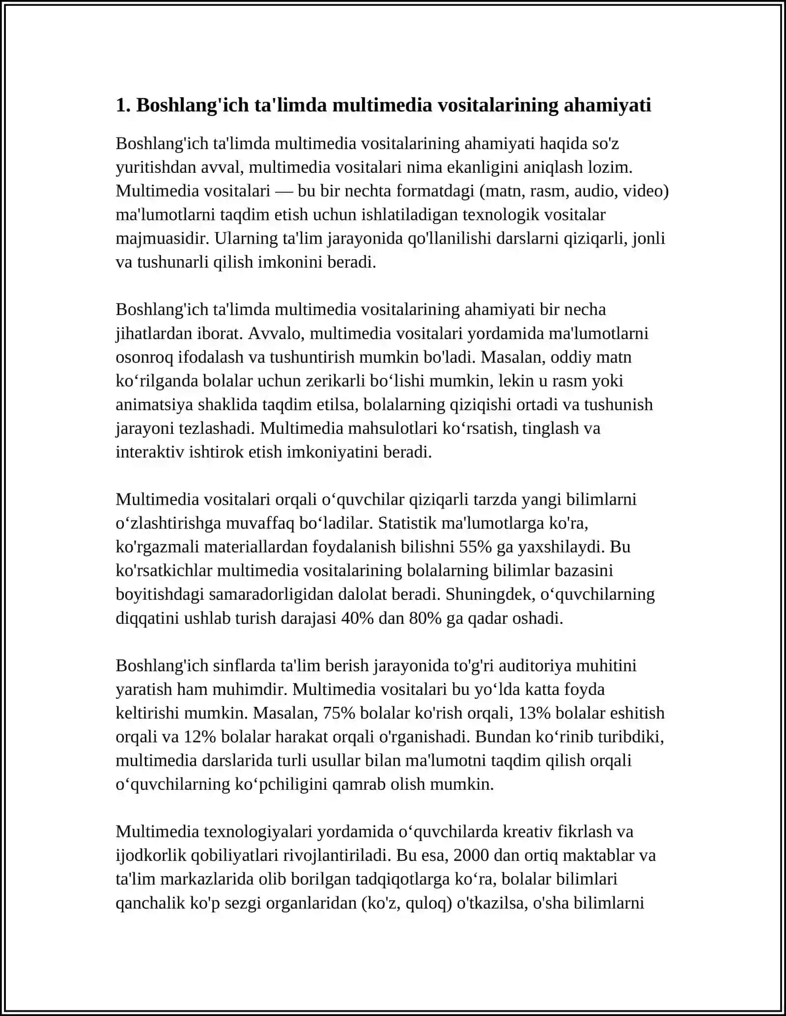 BOSHLANG'ICH TA'LIM TABIIY FANLARI DARSLARIDA O'QUV VOSITALARI MULTIMEDIA TARQATMA VA DIDAKTIK MATERIALLARIDAN FOYDALANISH METODIKASI 3