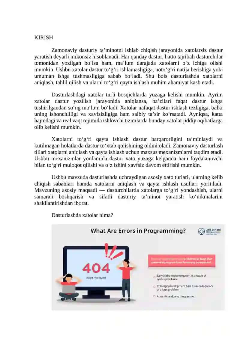 Dasturlashdagi xatolar 3
