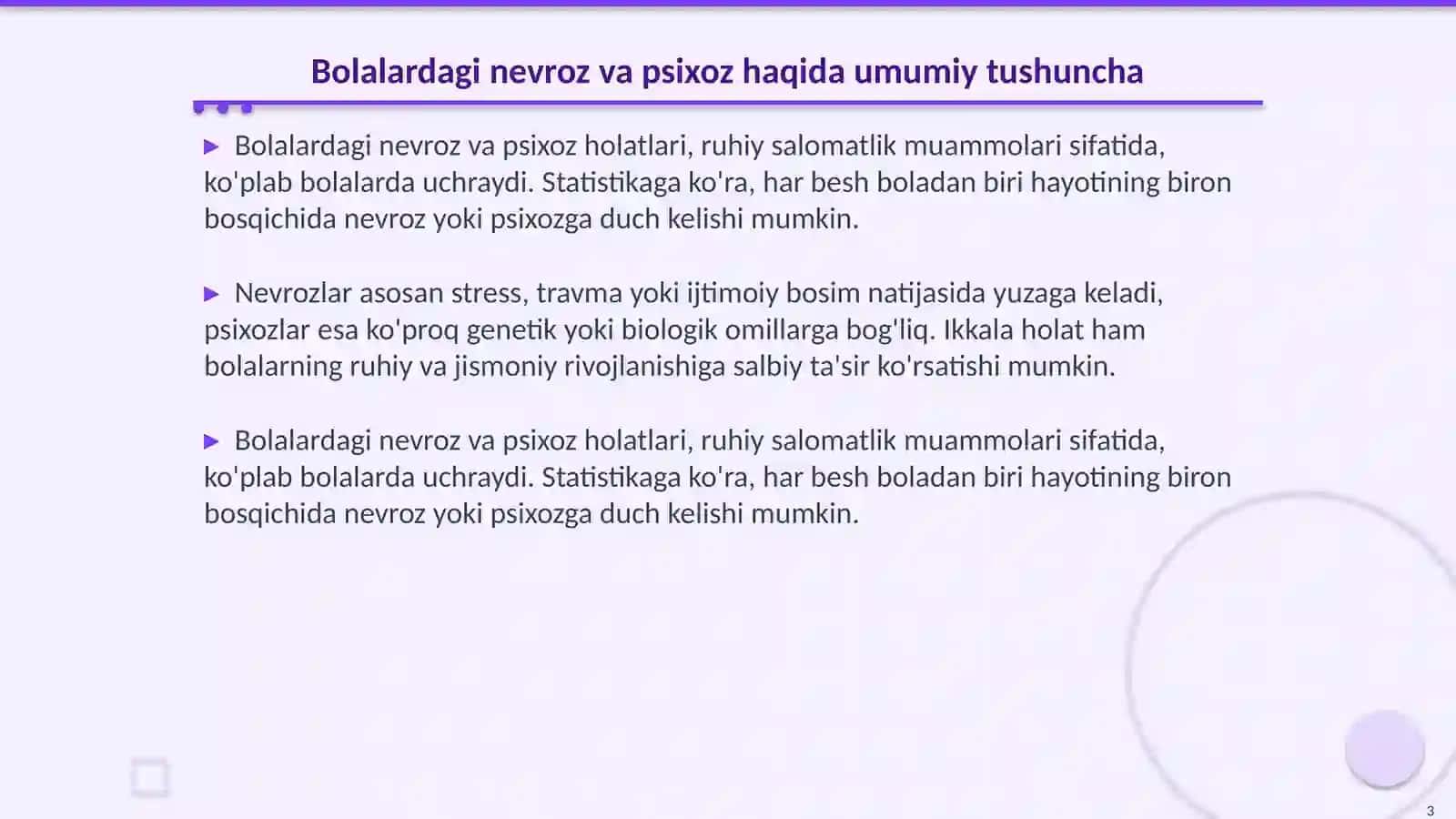 Bolalardagi nevroz va psixoz xolatlari.Psixopatiyalar 3