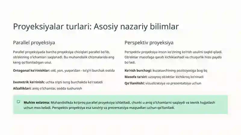 Proyeksiyalar bilan ishlash 3