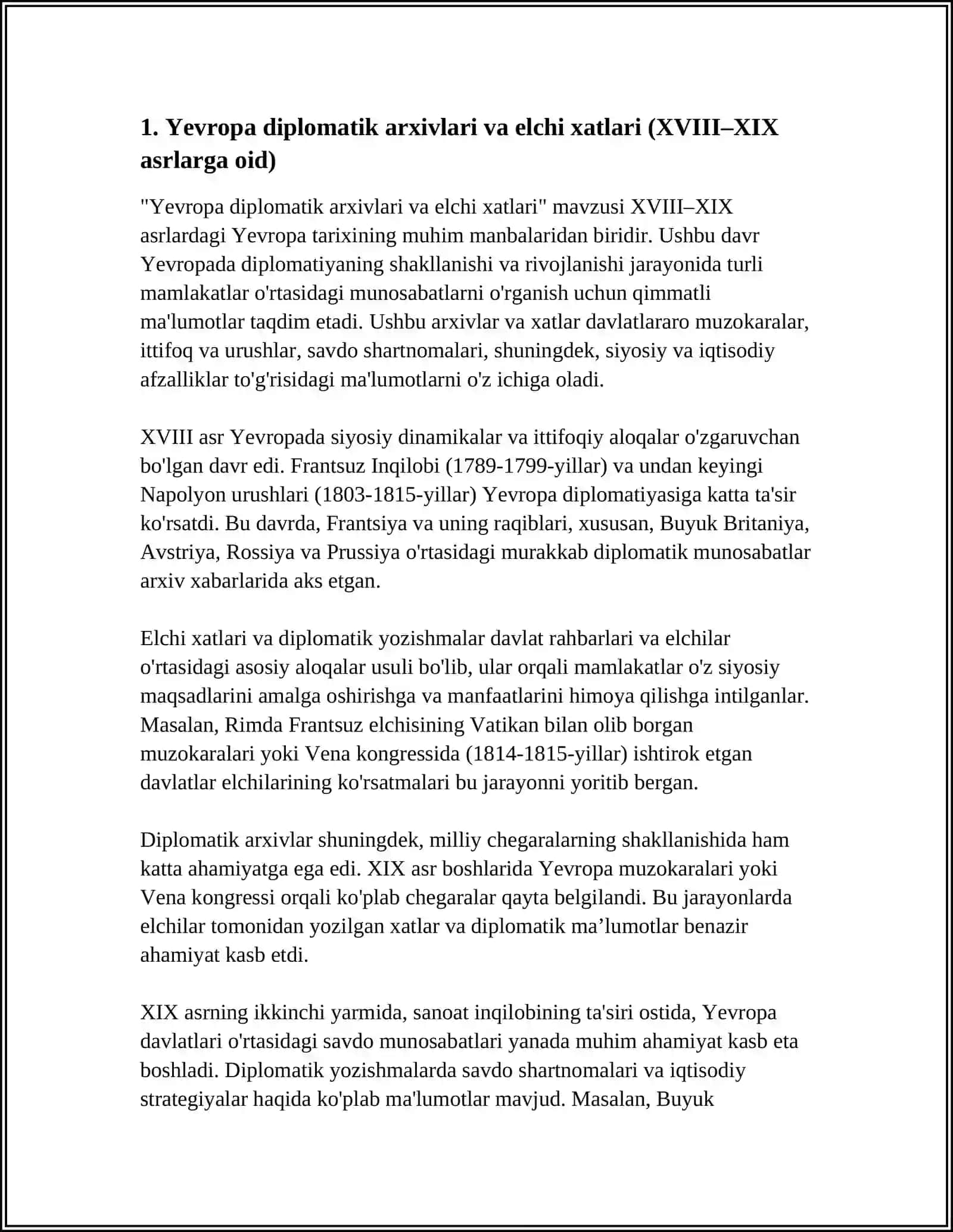 Yevropa diplomatik arxivlari va elchi xatlari (XVIII–XIX asrlarga oid) 3