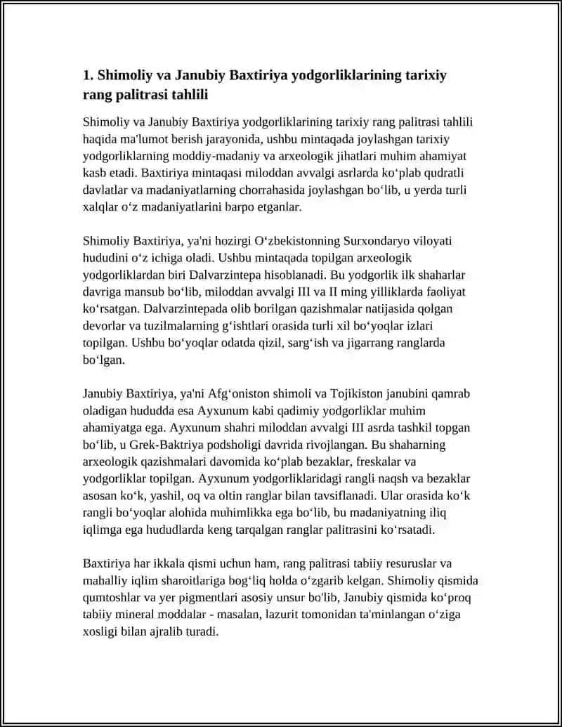 SHIMOLIY BAXTIRIYA VA JANUBIY BAXTIRIYA YODGORLIKLARINI RANG TASVIRINI OʻRGANISH 3