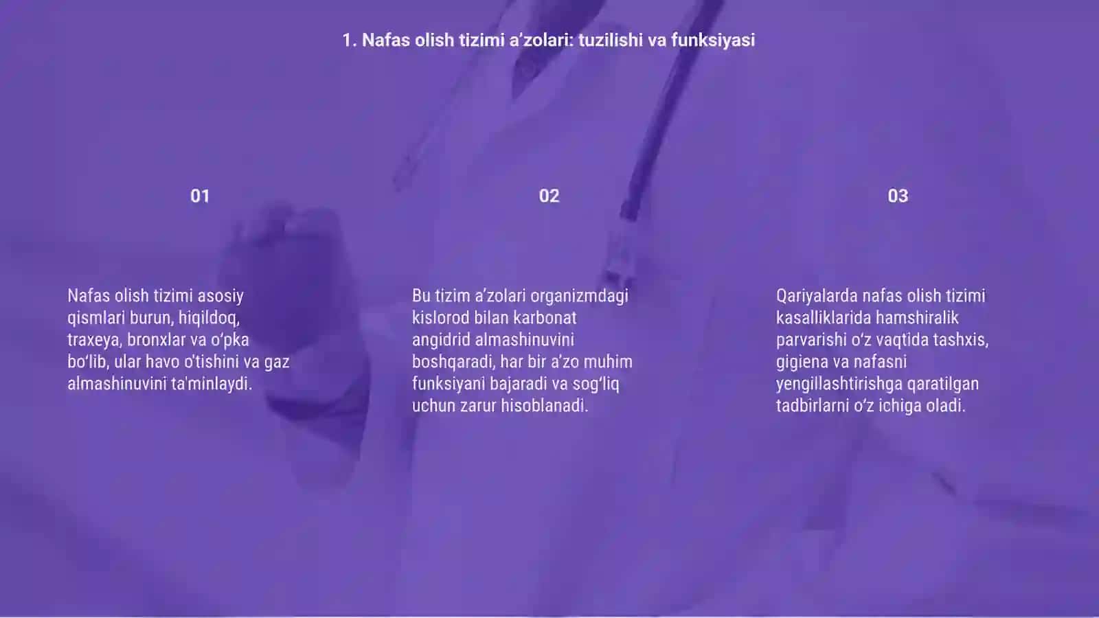 Nafas olish tizimini a’zolari kassliklarida hamshiralik parvarishi 3