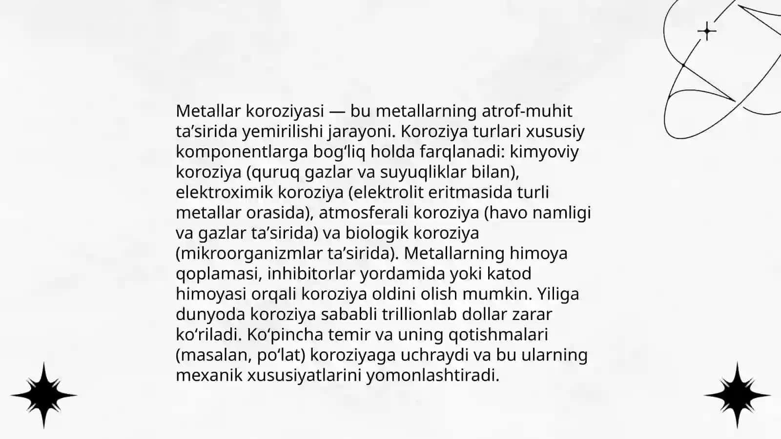 Metallar koroziyasi va uning olish usullari. Elektroliz jarayonlari 3