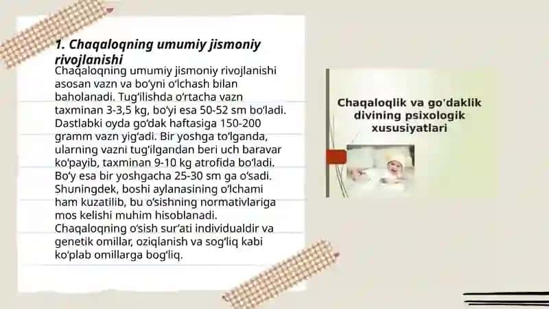 Chaqaloqlik davrining umumiy fiziologik va psixologik xarakteristikasi 3