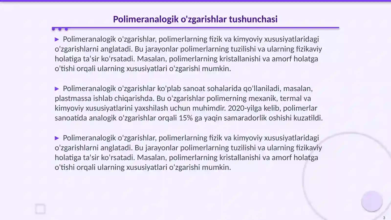 Polimeranalogik o'zgarishlar va ularning o'ziga xos xususiyatlari 3