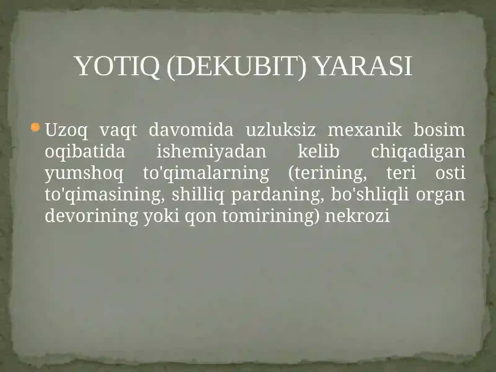 Bemorlarda yotoq yaralari (prolejen) profilaktikasi 3