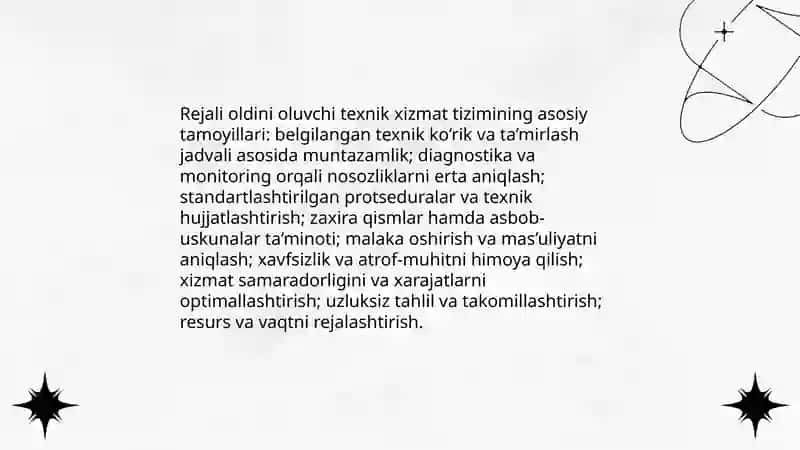 Rejali oldini oluvchi texnik xizmat tizimi 3